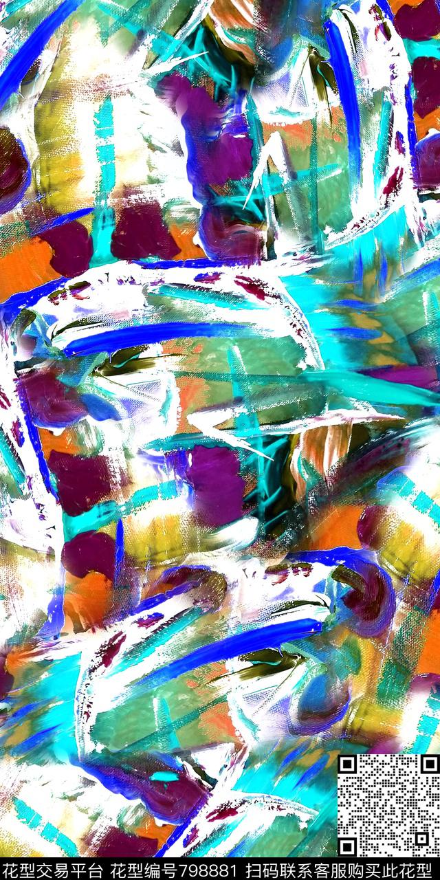 数码抽象水彩数码印花华亿平台下载（图片编号: 798881） - 瓦栏（Walan）