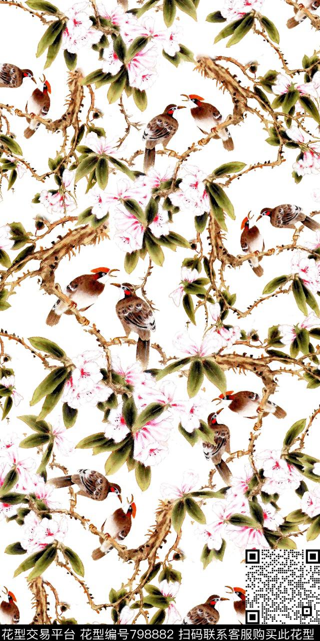 花卉鸟数码数码印花华亿平台下载（图片编号: 798882） - 瓦栏（Walan）
