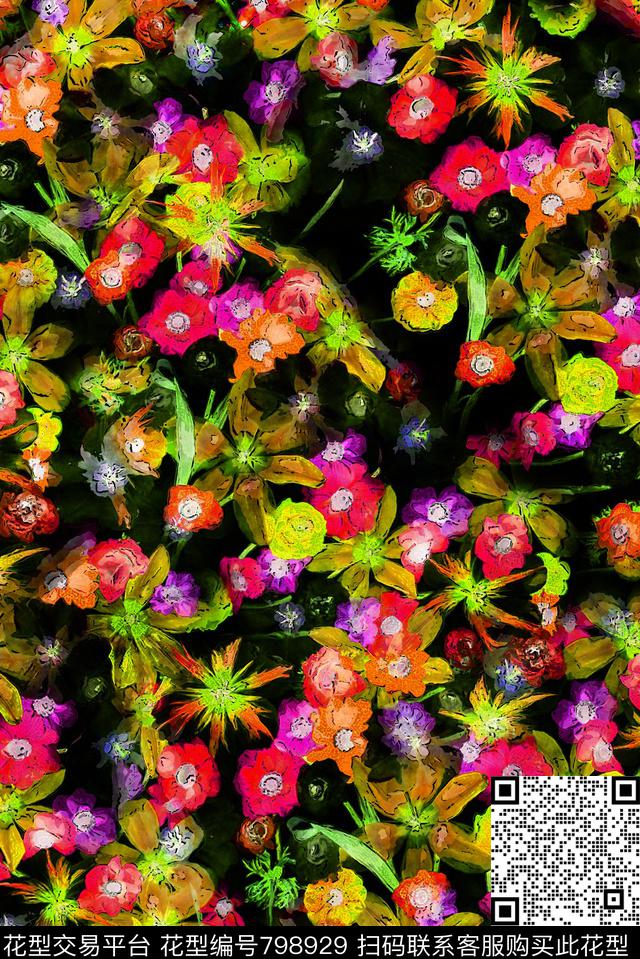 花卉午夜艺术数码印花华亿平台下载（图片编号: 798929） - 瓦栏（Walan）