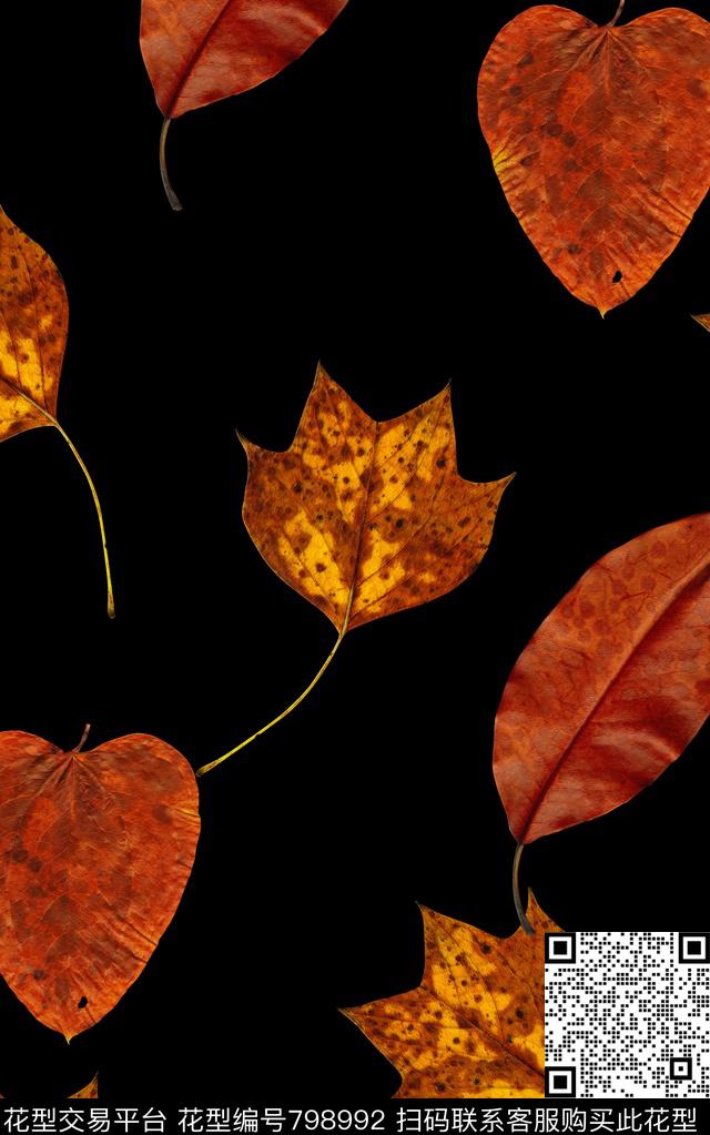 抽象手绘水彩画植物树叶数码印花时尚潮流男装夹克外套纹理印花欧美复古大牌印花数码印花华亿平台下载（图片编号: 798992） - 瓦栏（Walan）