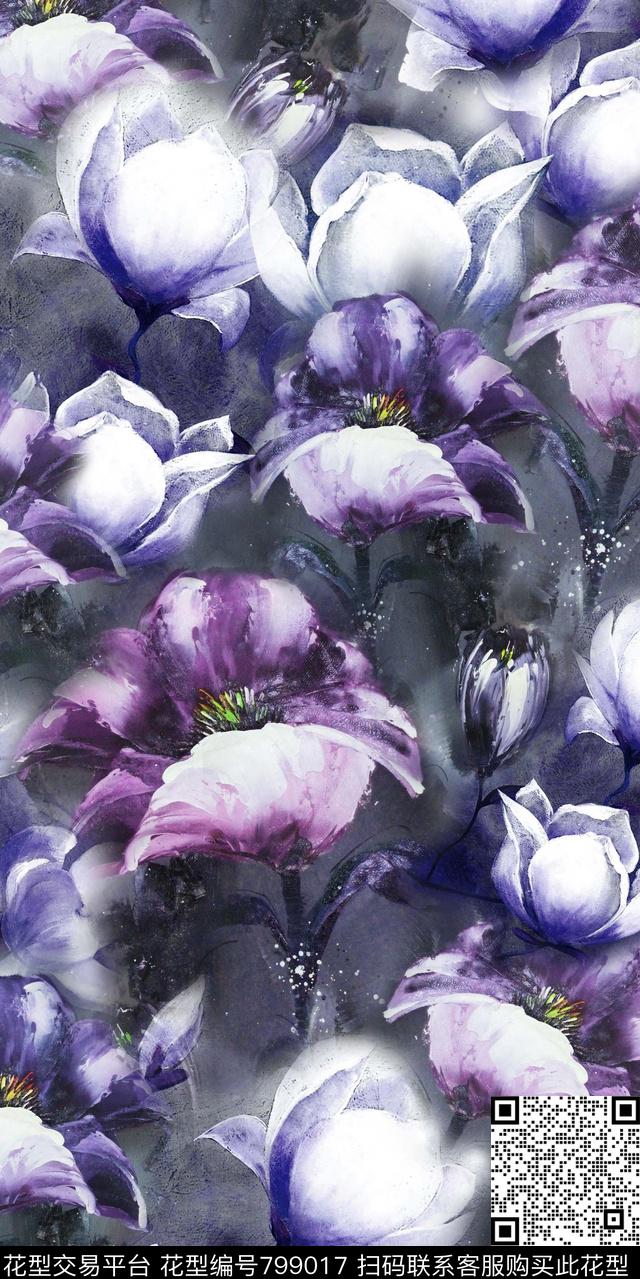 大花花朵花卉、数码印花华亿平台下载（图片编号: 799017） - 瓦栏（Walan）