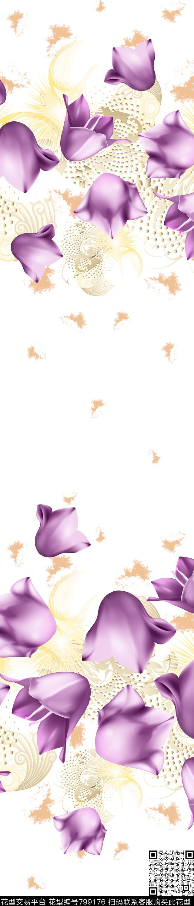 叶子大花花朵数码印花华亿平台下载（图片编号: 799176） - 瓦栏（Walan）