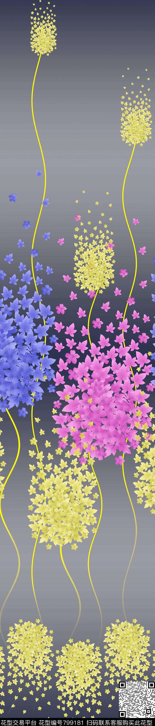 小碎花花卉叶子数码印花华亿平台下载（图片编号: 799181） - 瓦栏（Walan）