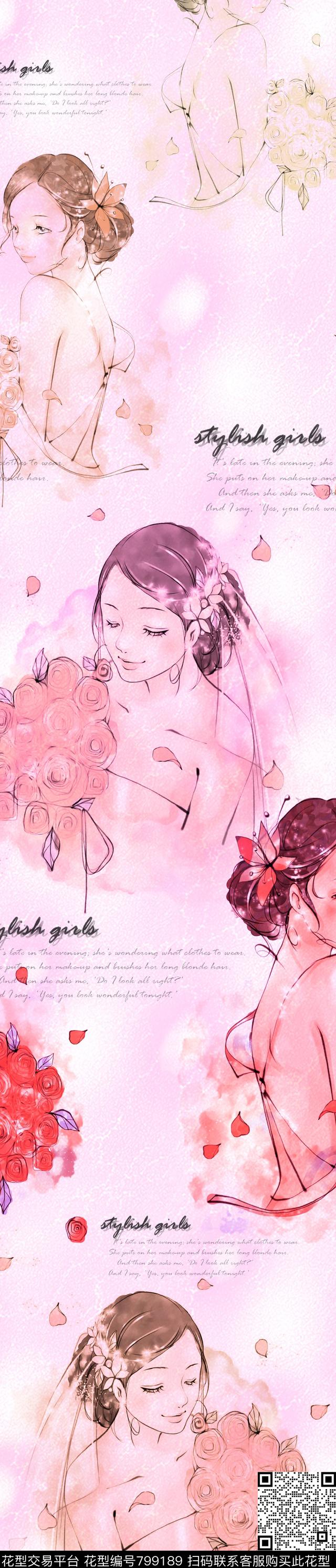 花朵花卉玫瑰数码印花华亿平台下载（图片编号: 799189） - 瓦栏（Walan）