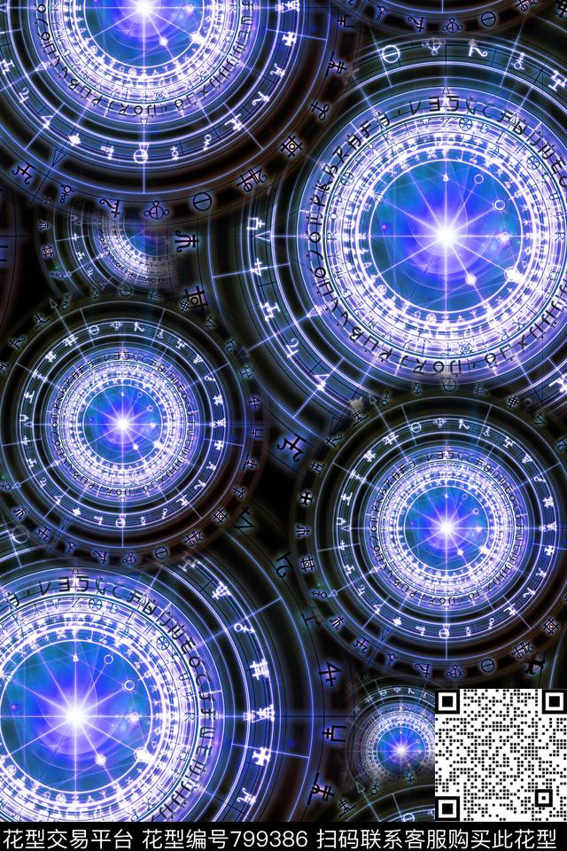 星座几何罗盘数码印花华亿平台下载（图片编号: 799386） - 瓦栏（Walan）