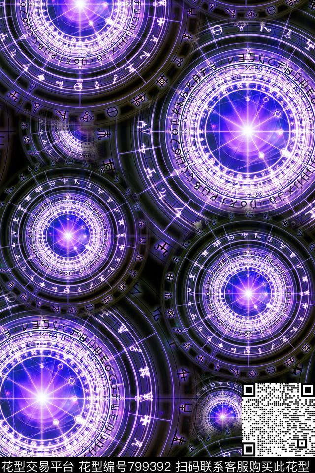 星座几何罗盘数码印花华亿平台下载（图片编号: 799392） - 瓦栏（Walan）