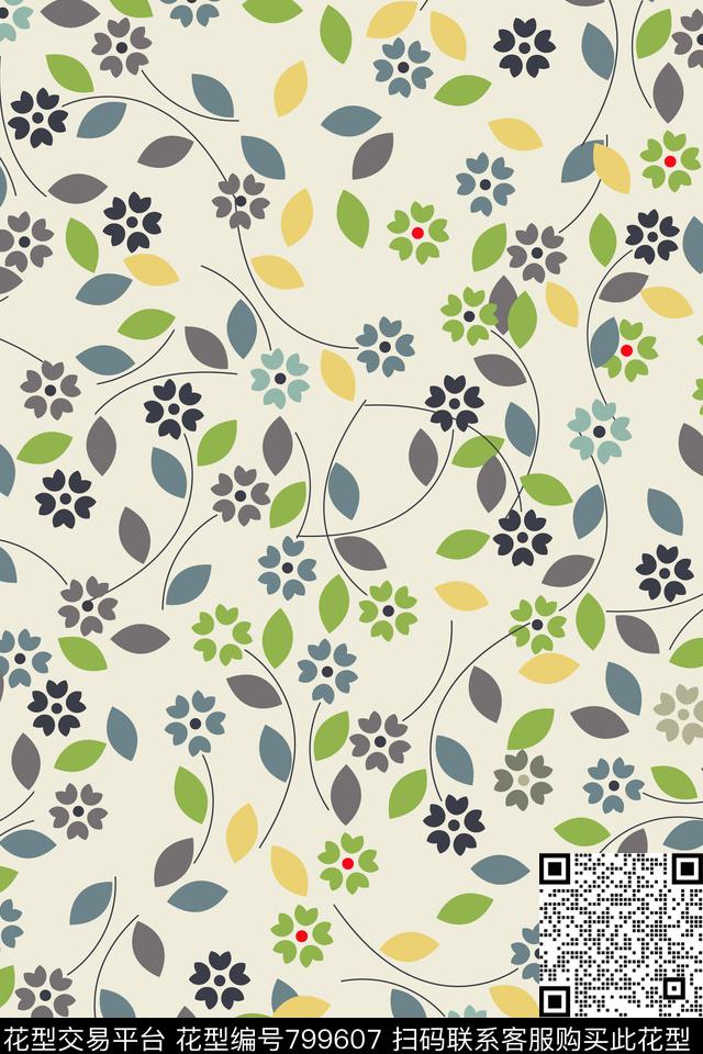 小碎花清新花朵传统印花华亿平台下载（图片编号: 799607） - 瓦栏（Walan）