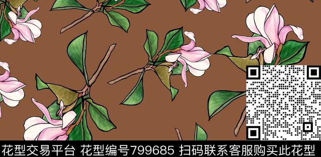 简单清爽大朵数码印花华亿平台下载（图片编号: 799685） - 瓦栏（Walan）