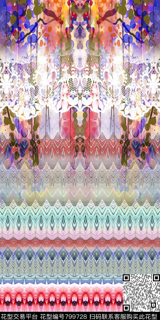 印第安欧式民族风数码印花华亿平台下载（图片编号: 799728） - 瓦栏（Walan）