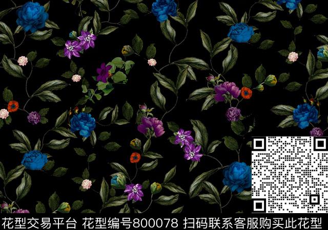 曼陀罗花朵牡丹数码印花华亿平台下载（图片编号: 800078） - 瓦栏（Walan）