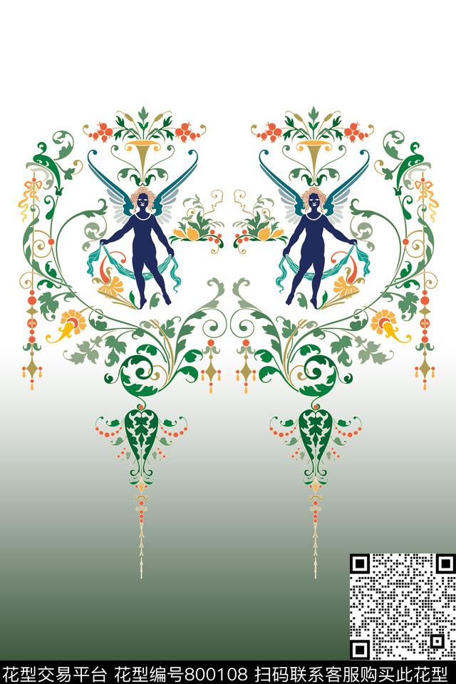 乱花卷草纹部落传统印花华亿平台下载（图片编号: 800108） - 瓦栏（Walan）