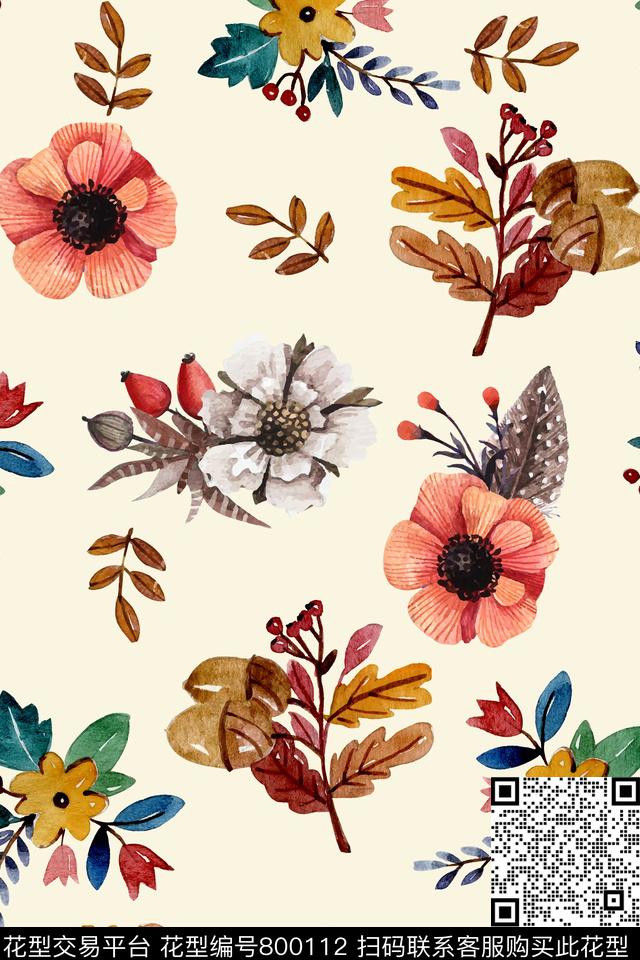 青花瓷民族风大花数码印花华亿平台下载（图片编号: 800112） - 瓦栏（Walan）