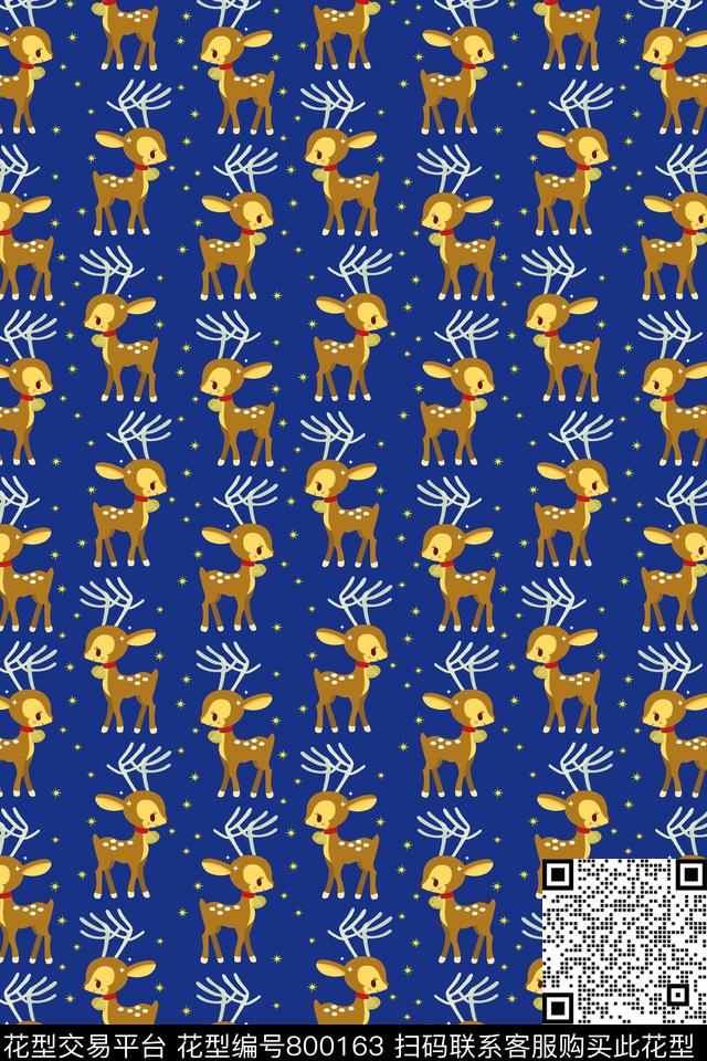 卡通动物小鹿传统印花华亿平台下载（图片编号: 800163） - 瓦栏（Walan）
