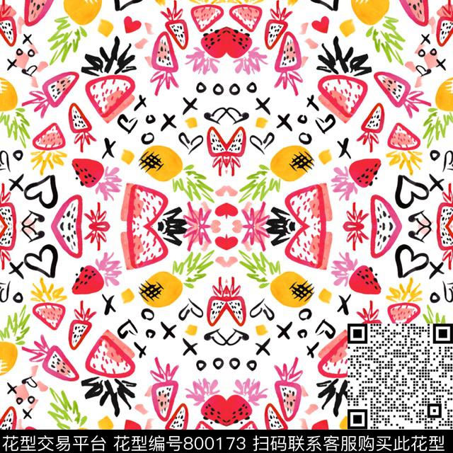水果趣味可爱风传统印花华亿平台下载（图片编号: 800173） - 瓦栏（Walan）
