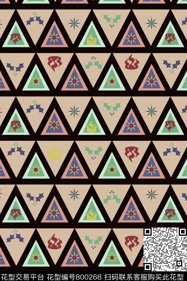 三角形几何植物传统印花华亿平台下载（图片编号: 800268） - 瓦栏（Walan）