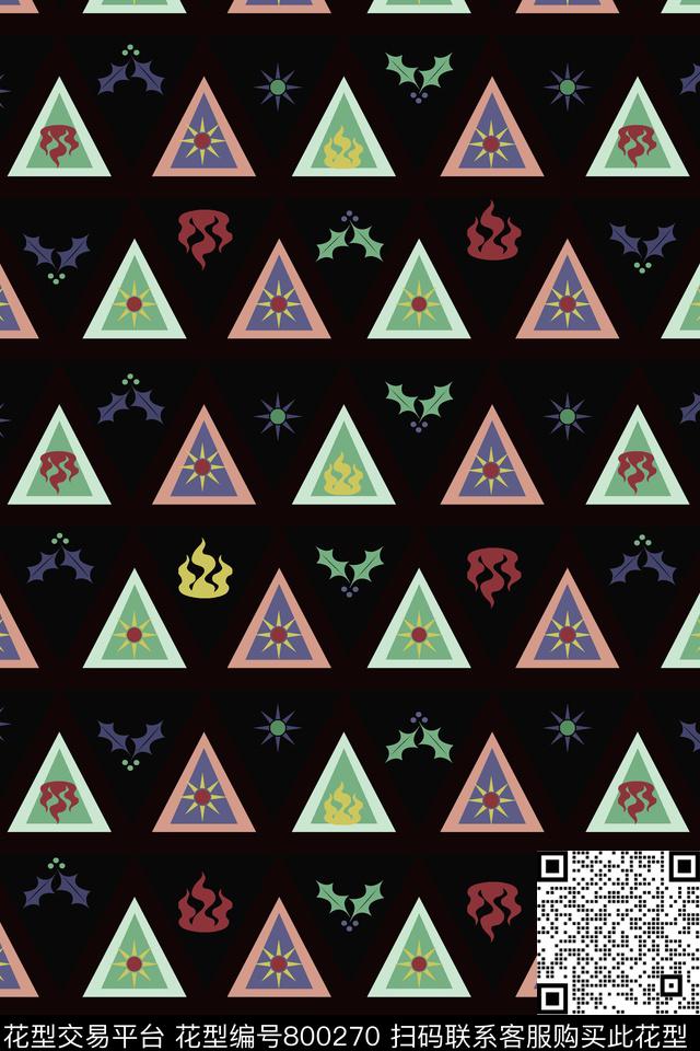 三角形几何植物传统印花华亿平台下载（图片编号: 800270） - 瓦栏（Walan）