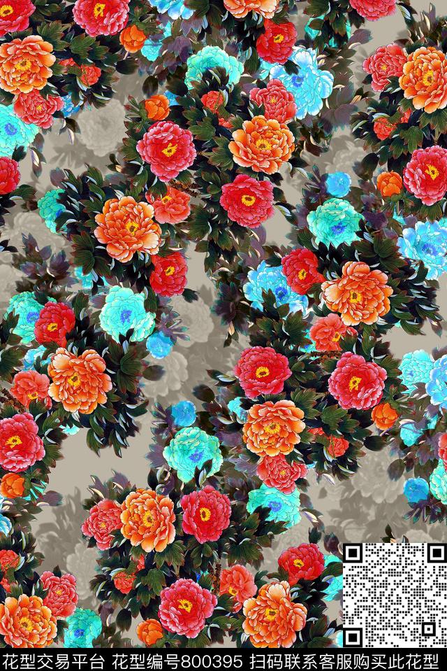 花朵花卉家纺类数码印花华亿平台下载（图片编号: 800395） - 瓦栏（Walan）