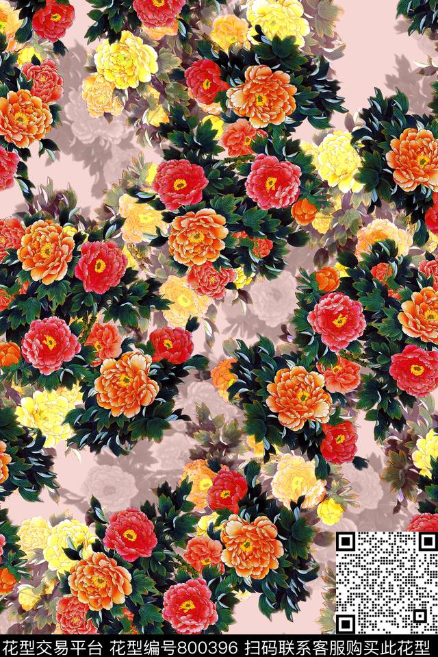 花朵花卉家纺类数码印花华亿平台下载（图片编号: 800396） - 瓦栏（Walan）
