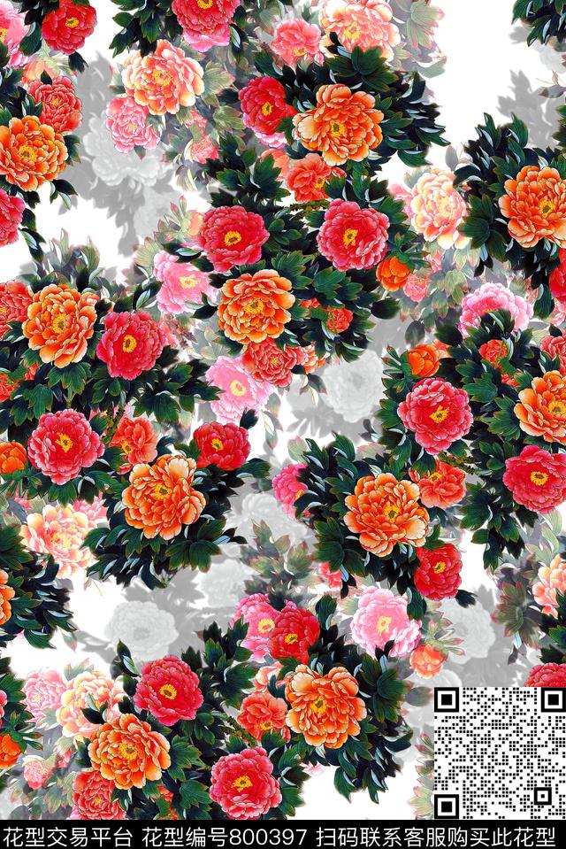 花朵花卉家纺类数码印花华亿平台下载（图片编号: 800397） - 瓦栏（Walan）