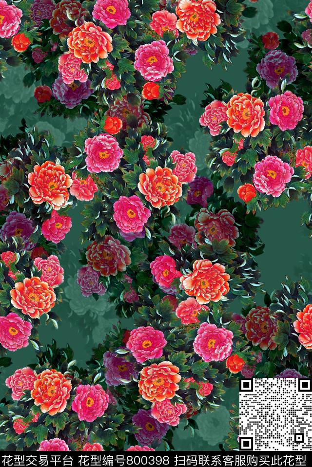 花朵花卉家纺类数码印花华亿平台下载（图片编号: 800398） - 瓦栏（Walan）