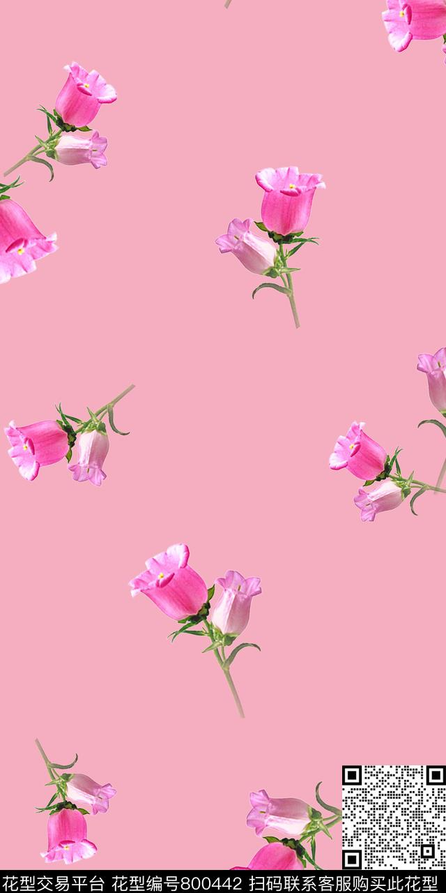 写实清爽花卉数码印花华亿平台下载（图片编号: 800442） - 瓦栏（Walan）