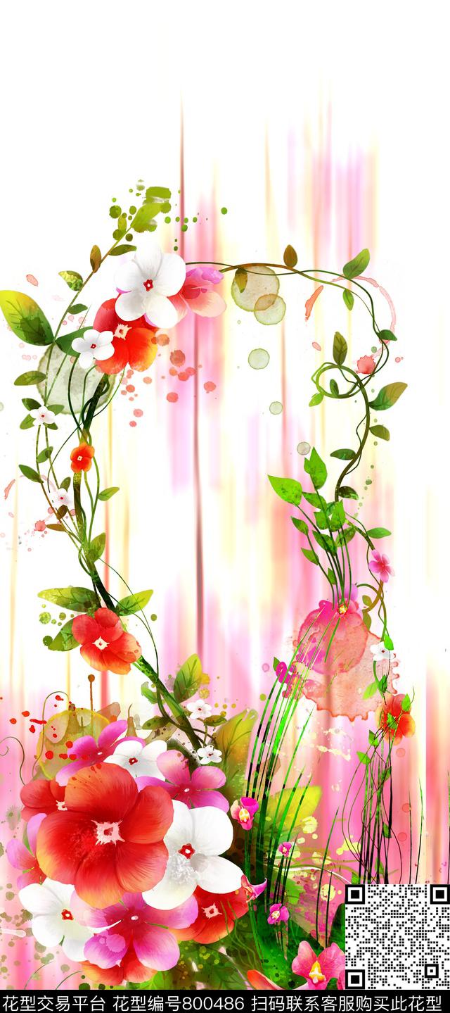 花卉花朵大花数码印花华亿平台下载（图片编号: 800486） - 瓦栏（Walan）