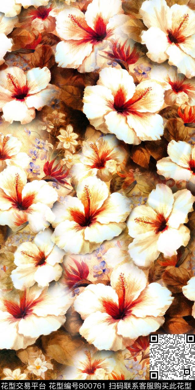 散花花朵花卉数码印花华亿平台下载（图片编号: 800761） - 瓦栏（Walan）