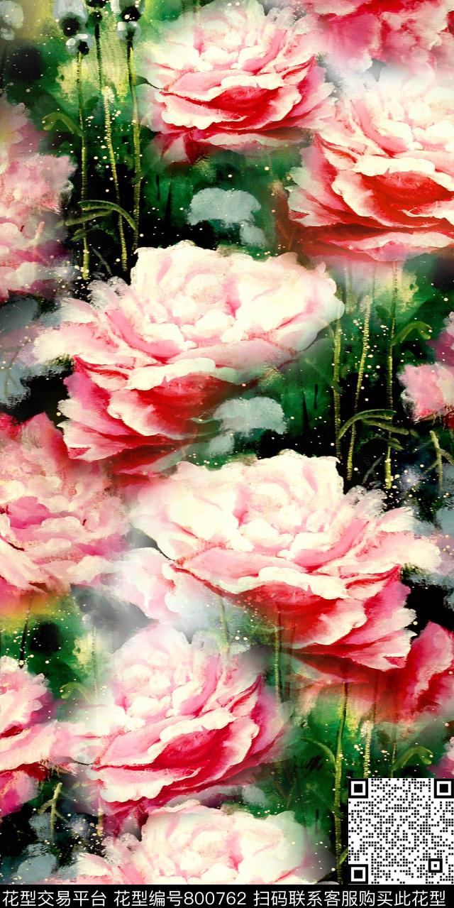 大花花朵花卉、数码印花华亿平台下载（图片编号: 800762） - 瓦栏（Walan）