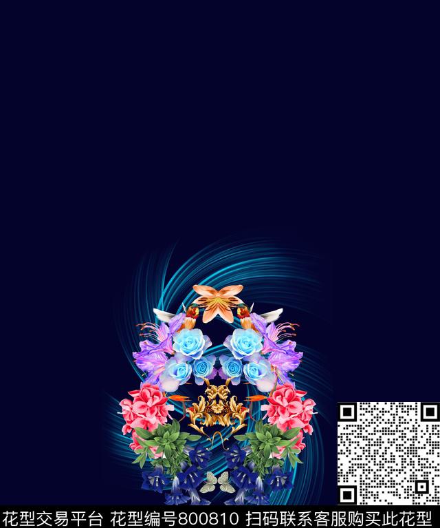 大花花卉花朵数码印花华亿平台下载（图片编号: 800810） - 瓦栏（Walan）