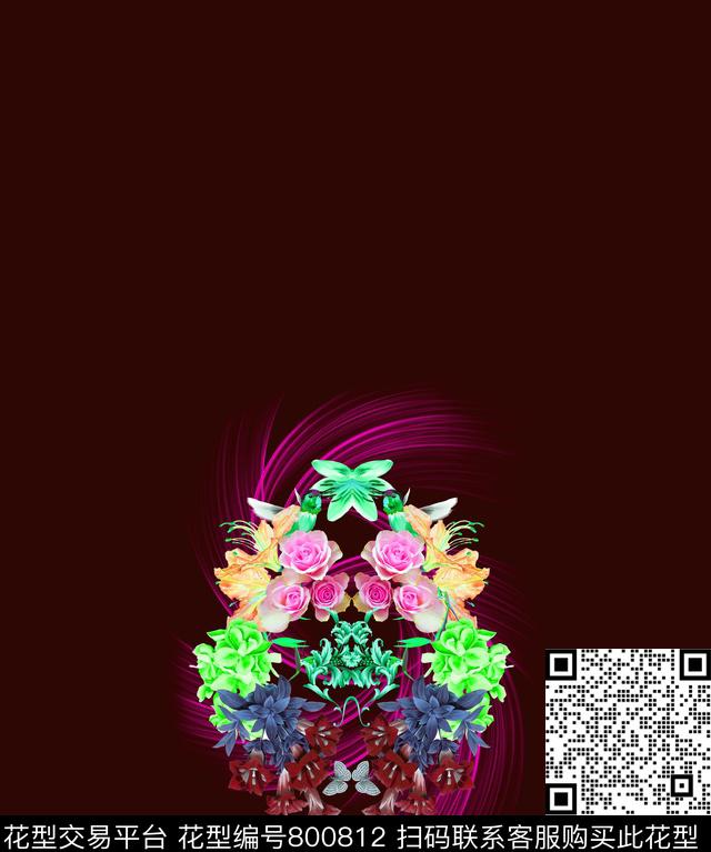 大花花卉花朵数码印花华亿平台下载（图片编号: 800812） - 瓦栏（Walan）