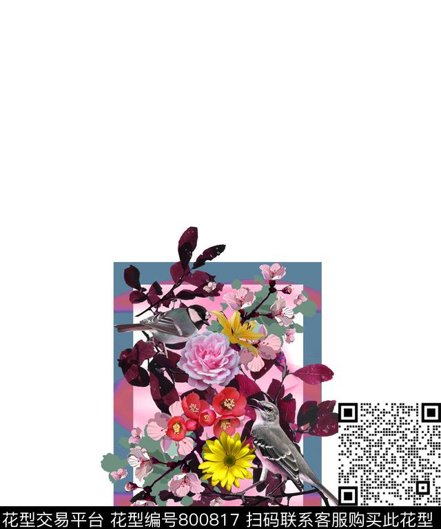 花鸟大花花卉数码印花华亿平台下载（图片编号: 800817） - 瓦栏（Walan）