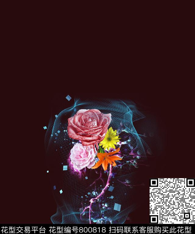 大花花卉花朵数码印花华亿平台下载（图片编号: 800818） - 瓦栏（Walan）