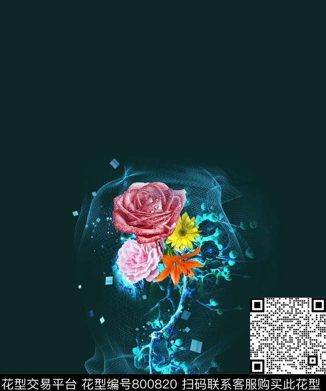 大花花卉花朵数码印花华亿平台下载（图片编号: 800820） - 瓦栏（Walan）