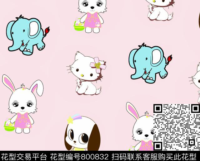 兔子大象猫传统印花华亿平台下载（图片编号: 800832） - 瓦栏（Walan）