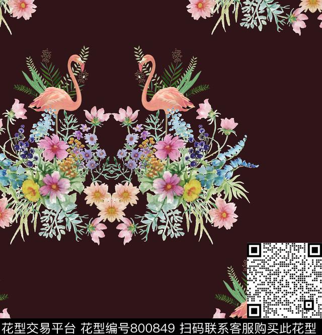 水彩手绘花卉花朵花卉数码印花华亿平台下载（图片编号: 800849） - 瓦栏（Walan）