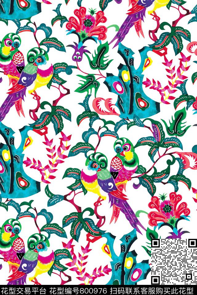 青花瓷民族风中国风数码印花华亿平台下载（图片编号: 800976） - 瓦栏（Walan）