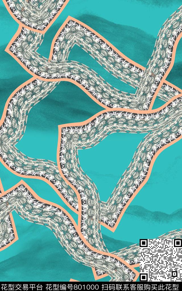 肌理抽象方巾数码印花华亿平台下载（图片编号: 801000） - 瓦栏（Walan）