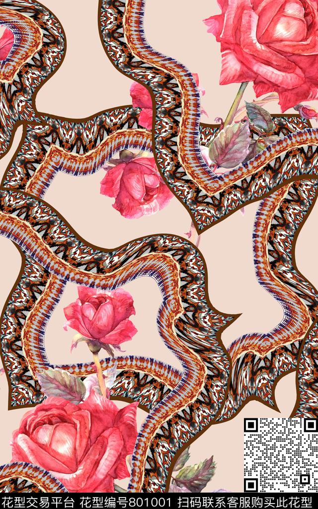方巾花朵民族风数码印花华亿平台下载（图片编号: 801001） - 瓦栏（Walan）