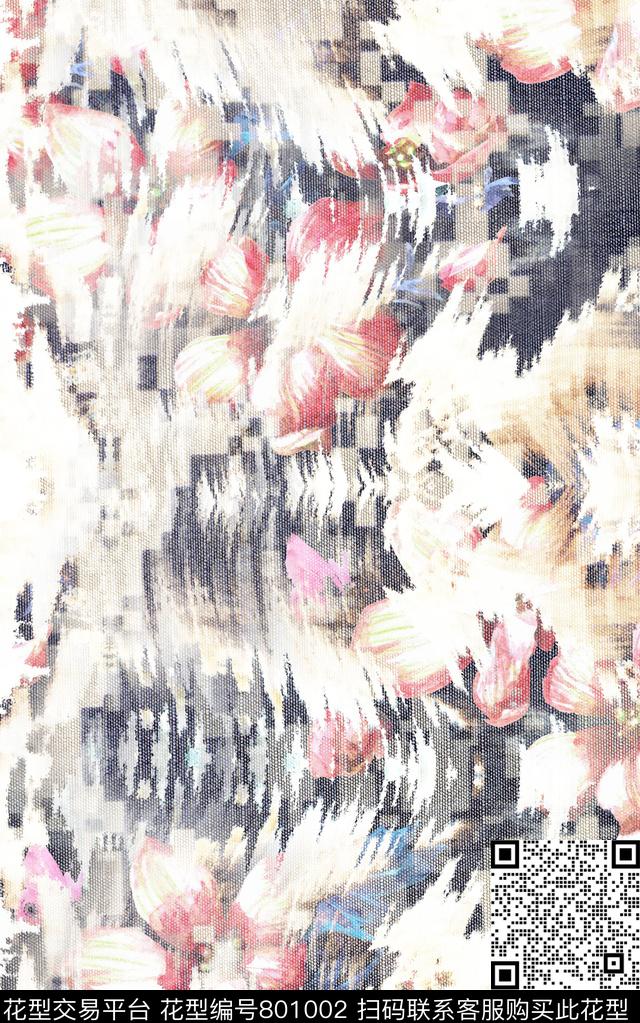 肌理未来几何抽象数码印花华亿平台下载（图片编号: 801002） - 瓦栏（Walan）