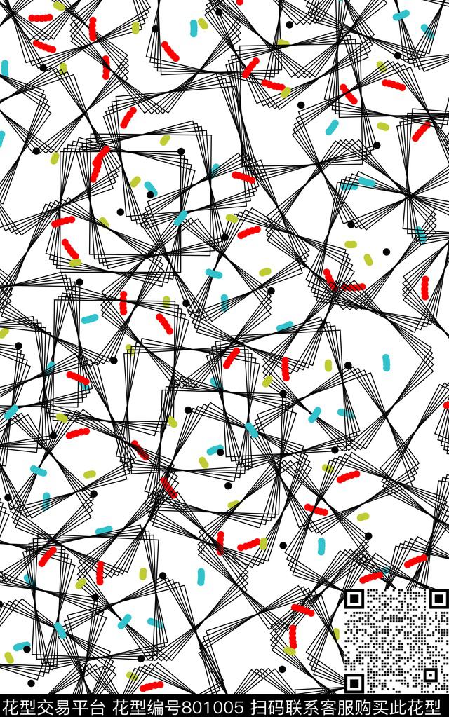线条未来几何色彩传统印花华亿平台下载（图片编号: 801005） - 瓦栏（Walan）