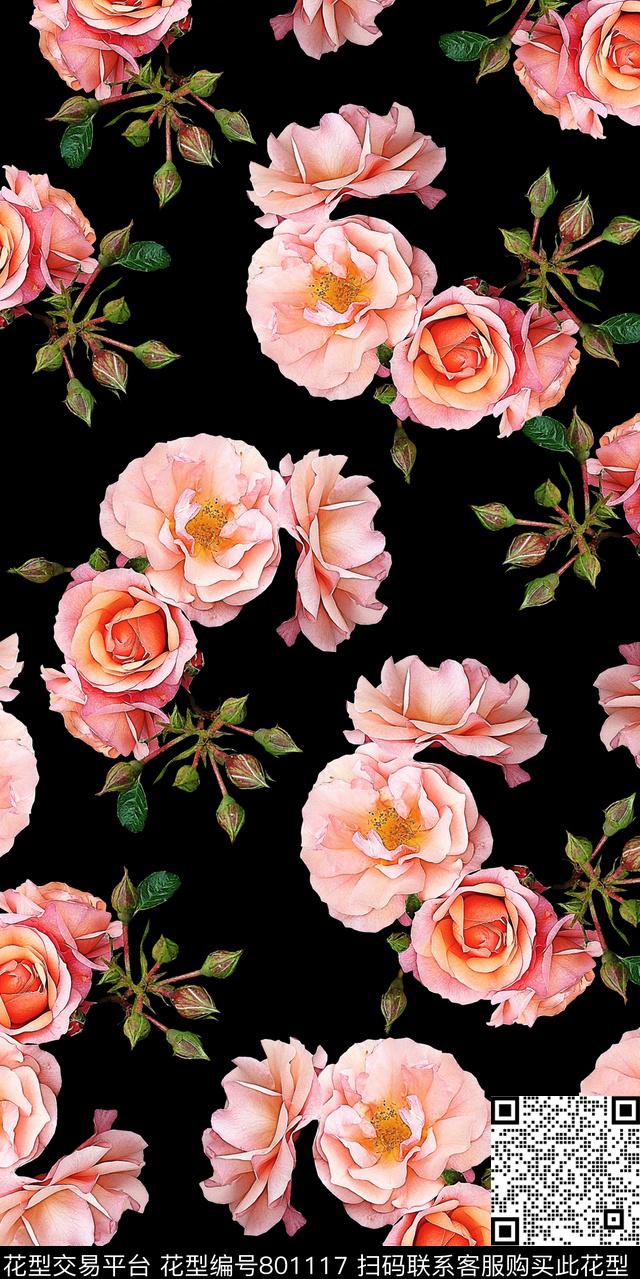 康乃馨兰花牡丹数码印花华亿平台下载（图片编号: 801117） - 瓦栏（Walan）