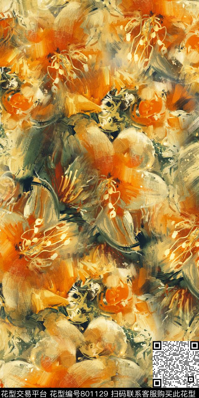 乱花玉兰花牡丹数码印花华亿平台下载（图片编号: 801129） - 瓦栏（Walan）