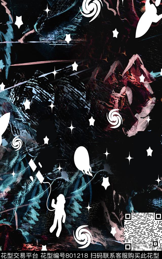 抽象肌理星空数码印花华亿平台下载（图片编号: 801218） - 瓦栏（Walan）