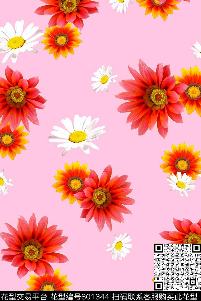 菊花花卉花朵传统印花华亿平台下载（图片编号: 801344） - 瓦栏（Walan）
