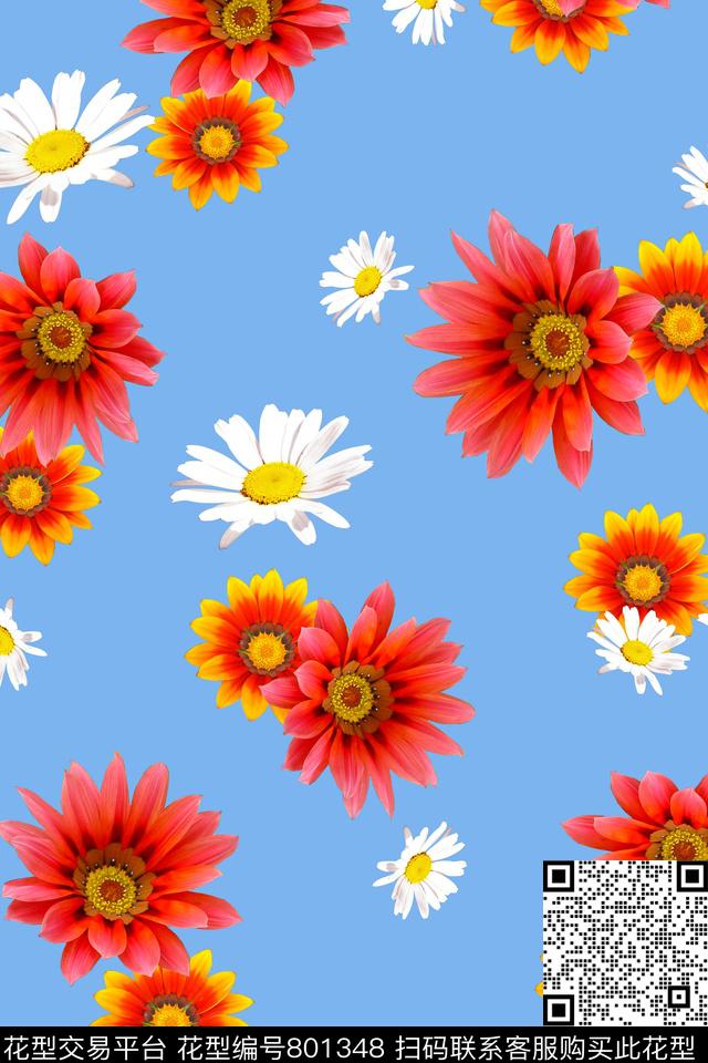 菊花花卉花朵传统印花华亿平台下载（图片编号: 801348） - 瓦栏（Walan）