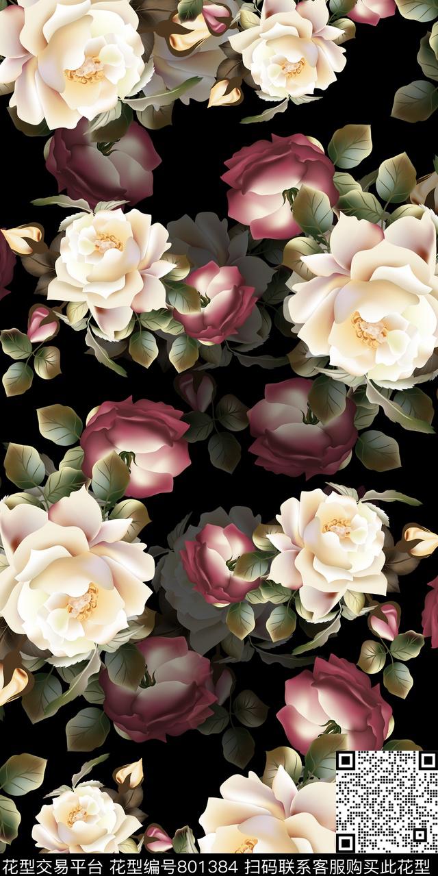 康乃馨兰花牡丹数码印花华亿平台下载（图片编号: 801384） - 瓦栏（Walan）