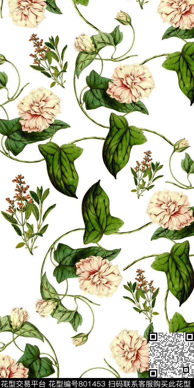 花朵花卉数码印花华亿平台下载（图片编号: 801453） - 瓦栏（Walan）