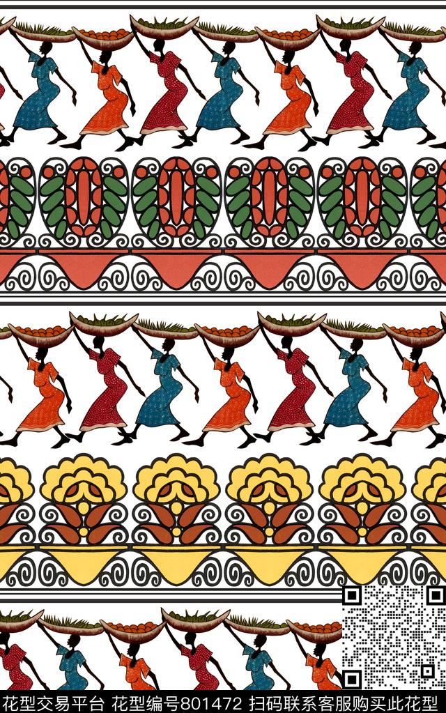 民族风条纹人物数码印花华亿平台下载（图片编号: 801472） - 瓦栏（Walan）