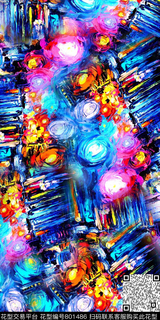 抽象数码印花油画数码印花华亿平台下载（图片编号: 801486） - 瓦栏（Walan）