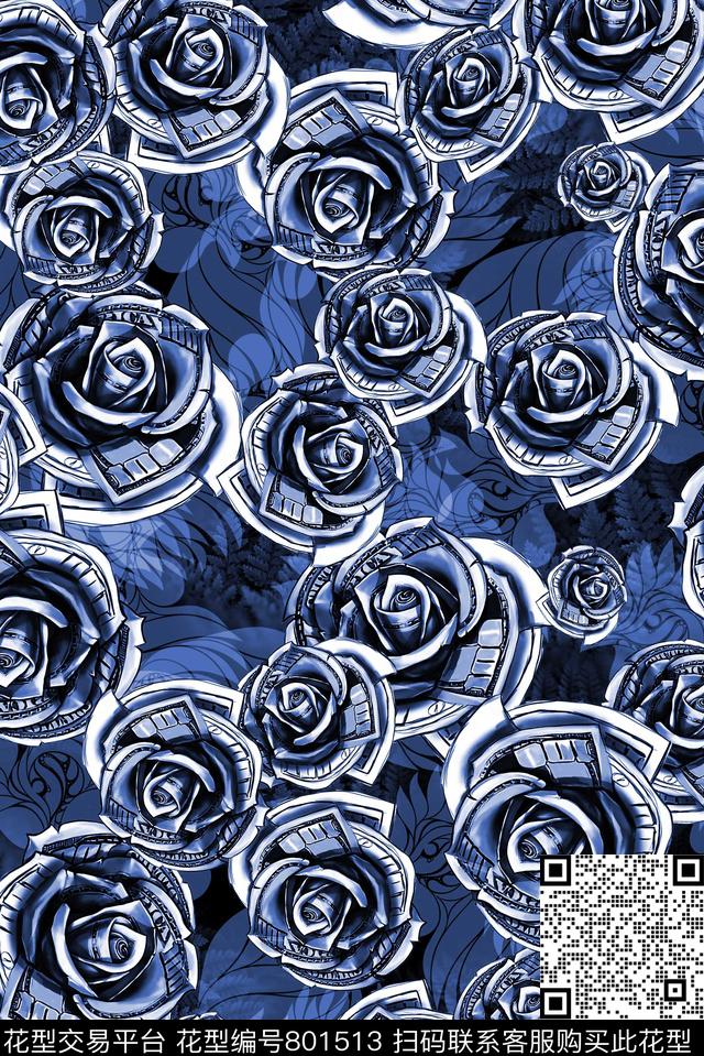 鸡树叶花卉数码印花华亿平台下载（图片编号: 801513） - 瓦栏（Walan）